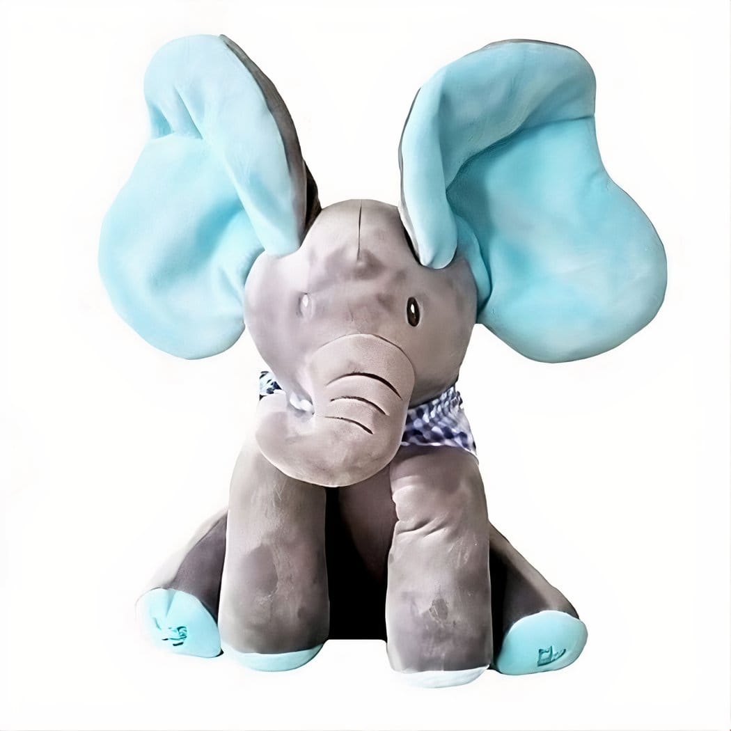 Zachte Interactieve Knuffel Grote Olifant Baby's met Geluid Coucou De Knuffel blauwgrijs