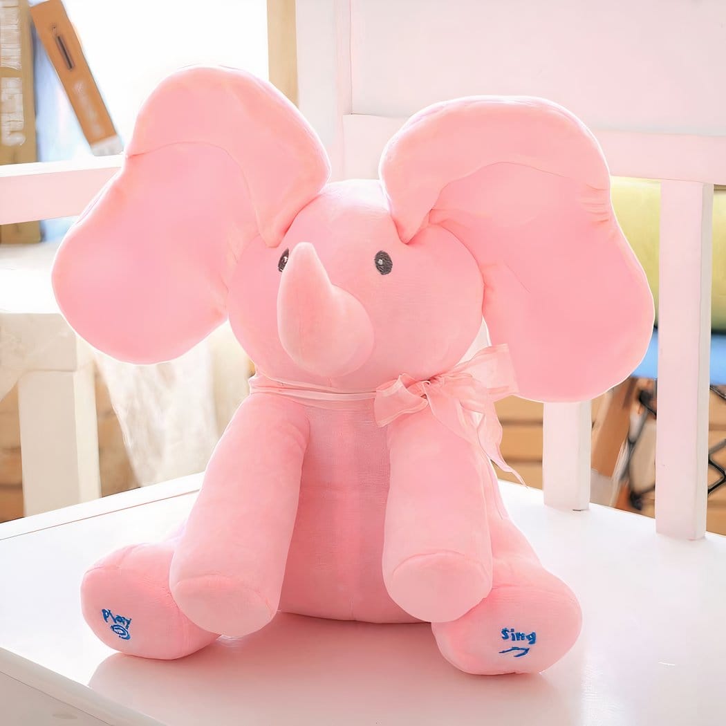 Zachte Interactieve Knuffel Grote Olifant Baby's met Geluid Coucou De Knuffel roze