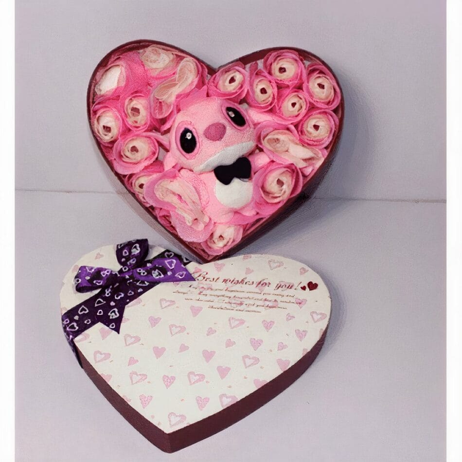 Zachte Knuffel Angel Liefdesset in Hartvormige Cadeaudoos De Knuffel