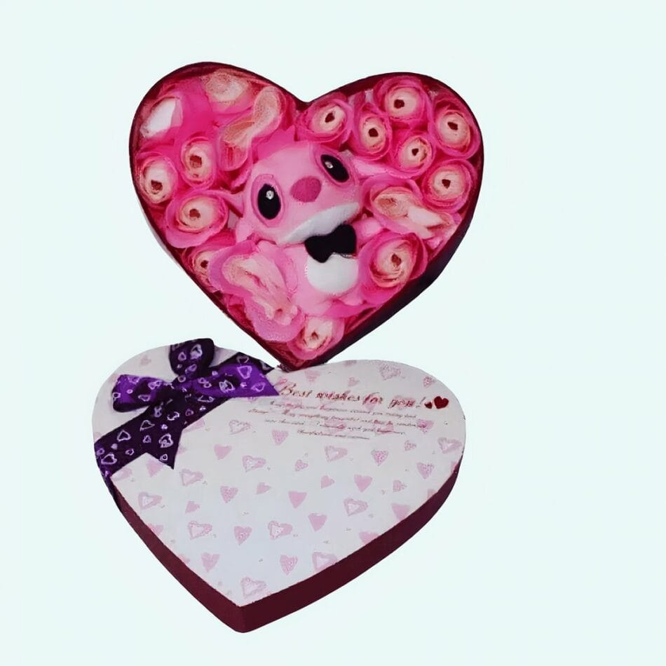 Zachte Knuffel Angel Liefdesset in Hartvormige Cadeaudoos De Knuffel