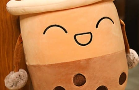 Zachte Knuffel Bubble Tea Boba Lachend in Parelvorm De Knuffel