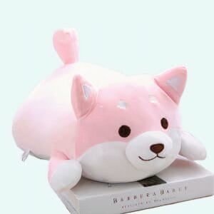 Zachte Knuffel Hond Kawaii Roze Met Gesloten Ogen De Knuffel
