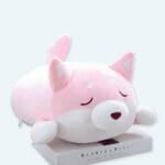 Zachte Knuffel Hond Kawaii Roze Met Gesloten Ogen De Knuffel