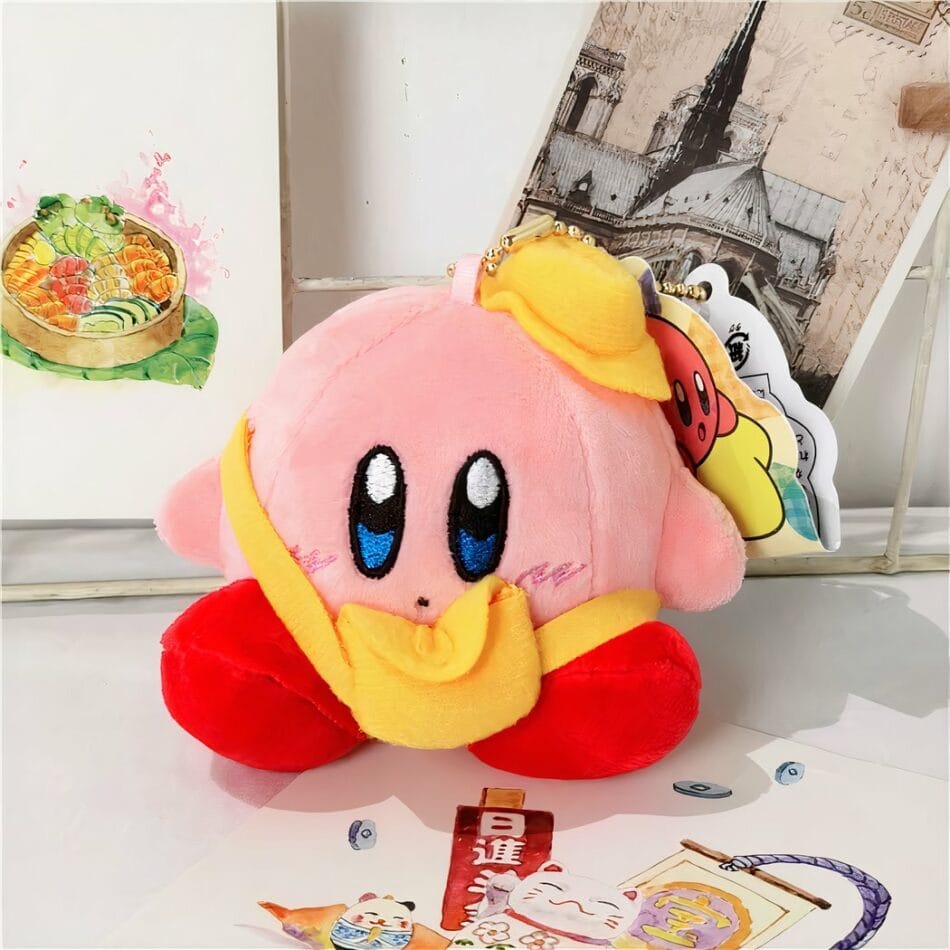 Zachte Knuffel Kirby met Gele Pet Officiële 8 cm De Knuffel