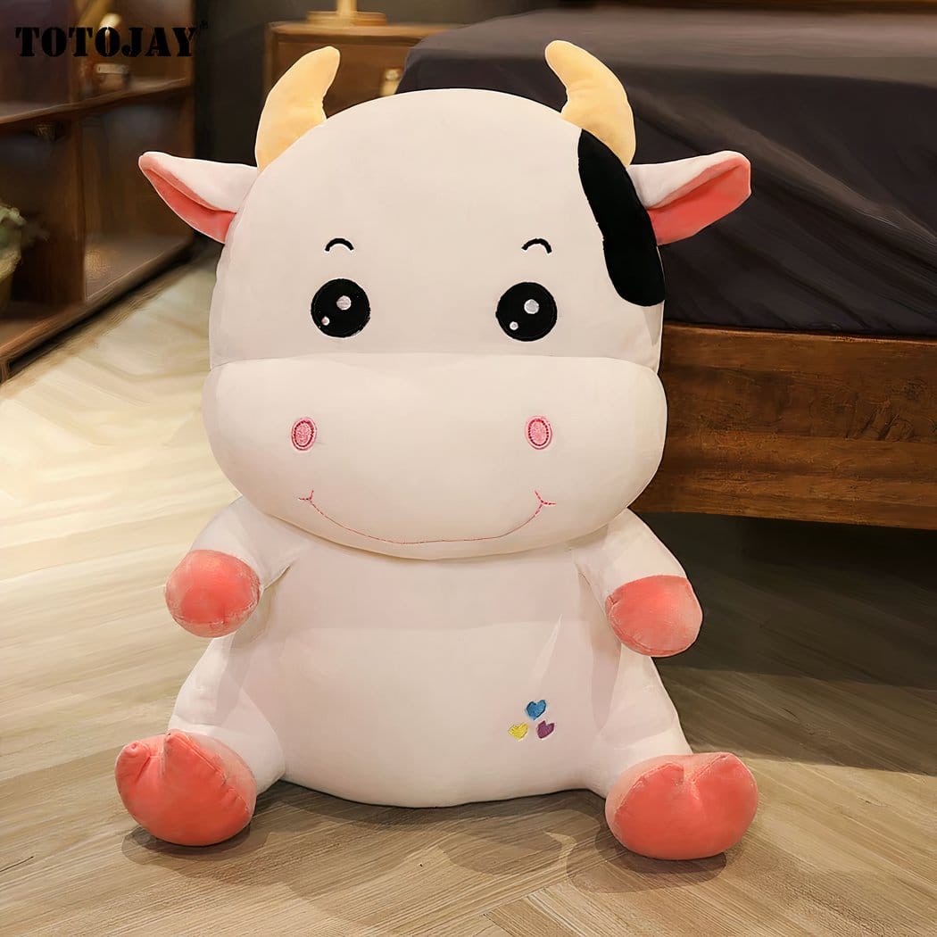 Zachte Knuffel Koe Voor Kinderen Speelvriend En Troostknuffel De Knuffel 45cm / wit