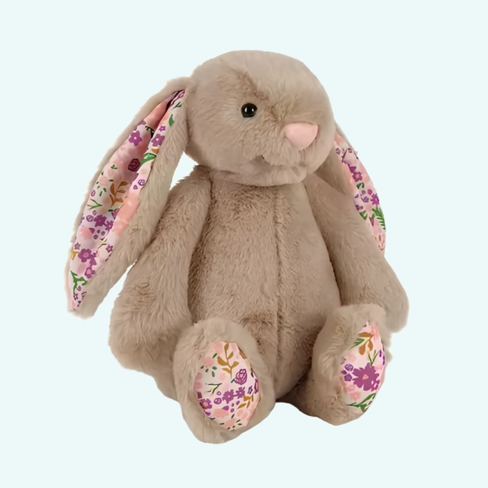 Zachte Knuffel Konijn met Grote Oren en Bloemenontwerp De Knuffel bruin