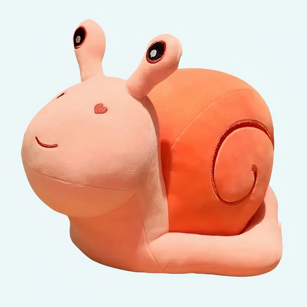 Zachte Knuffel Slak met Roze Hart op Schelp De Knuffel 20cm