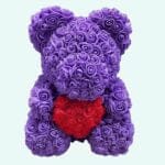Zachte Knuffelbeer Met Paarse Rozen Romantische Valentijns Teddy De Knuffel