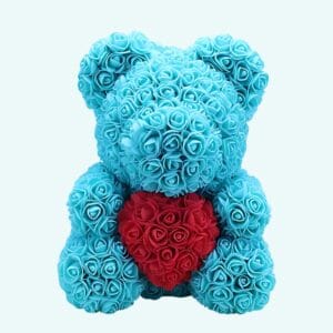 Zachte Knuffelbeer Met Paarse Rozen Romantische Valentijns Teddy De Knuffel