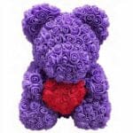 Zachte Knuffelbeer Met Paarse Rozen Romantische Valentijns Teddy De Knuffel