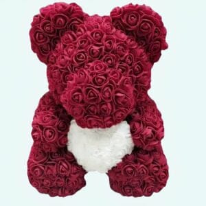 Zachte Knuffelbeer Met Paarse Rozen Romantische Valentijns Teddy De Knuffel