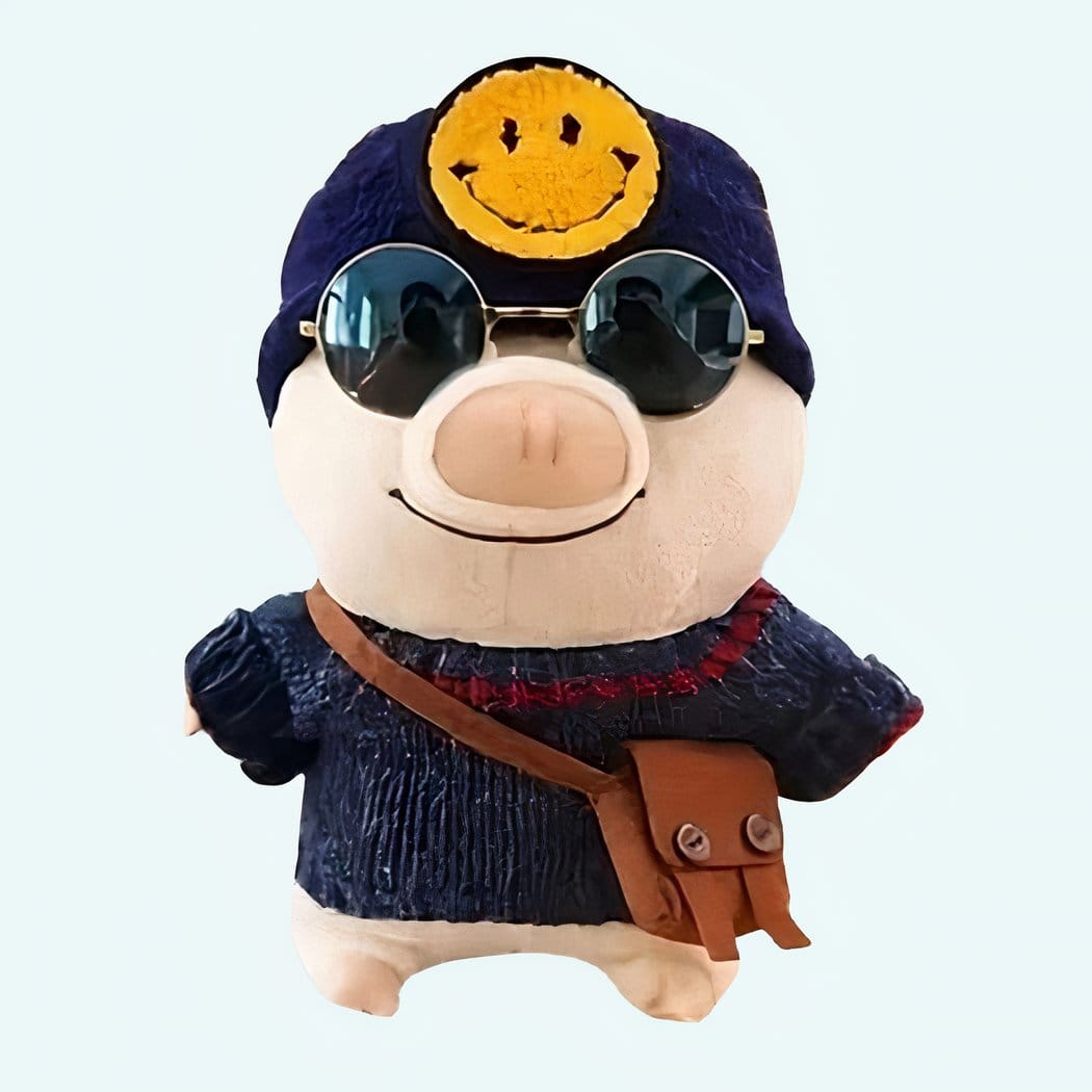 Zachte Knuffelvarken Met Bonnet En Glimlach De Knuffel
