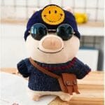 Zachte Knuffelvarken Met Bonnet En Glimlach De Knuffel