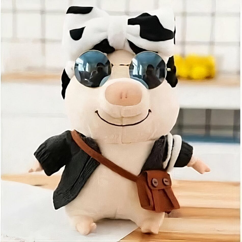 Zachte Knuffelvarken met Koe Strik Zijdeachtige Vacht De Knuffel