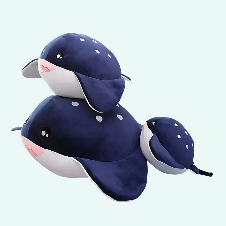 Zachte Knuffelwal Zwarte Walvis Knuffel Met Realistische Ogen De Knuffel