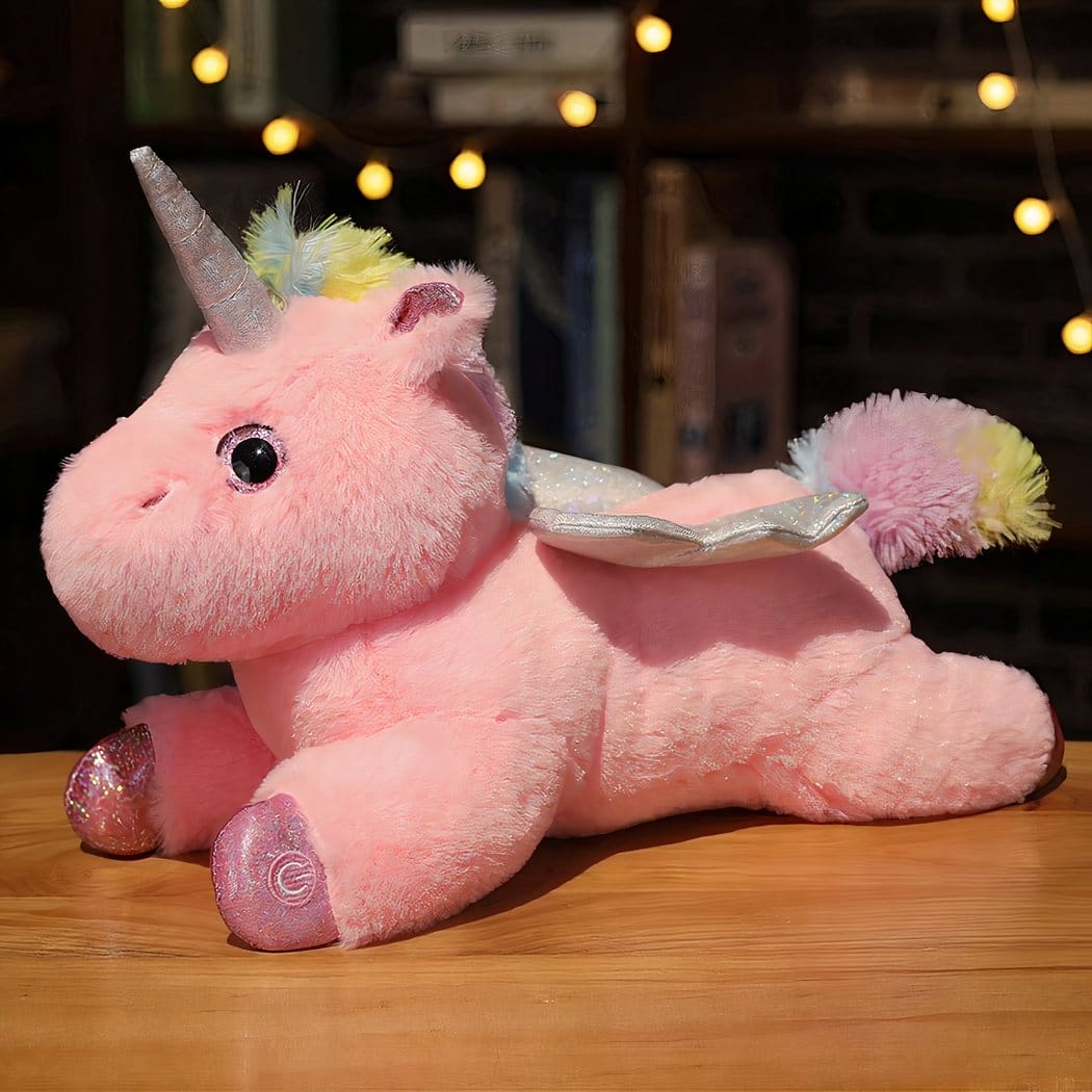 Zachte Lichtgevende Eenhoorn Knuffel Voor Kinderen Met Nachtlicht De Knuffel roze