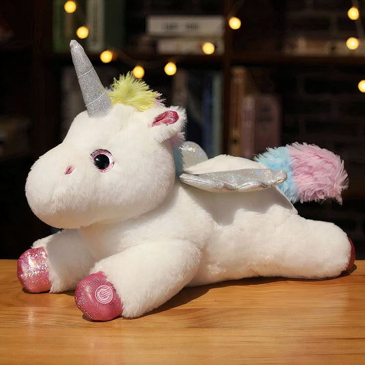 Zachte Lichtgevende Eenhoorn Knuffel Voor Kinderen Met Nachtlicht De Knuffel wit