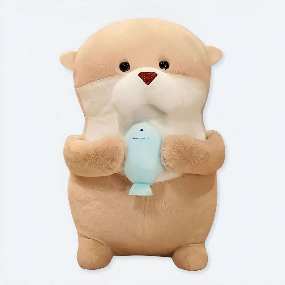 Zachte Otter Knuffel Met Blauwe Visje In Meerdere Maten De Knuffel