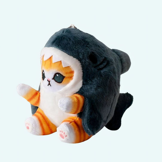 Zachte Pop Knuffel Kleine Kat Verkleed Als Haai 35 cm De Knuffel