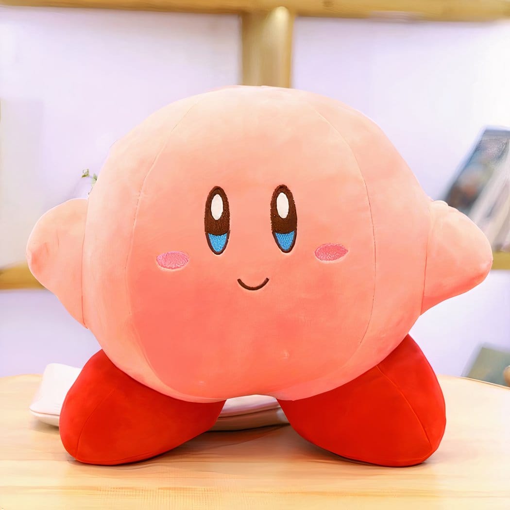 Zachte Roze Kirby Knuffel Met Rode Cape Glimlachende Mascotte De Knuffel 35cm