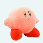 Zachte Roze Kirby Knuffel Met Rode Cape Glimlachende Mascotte De Knuffel