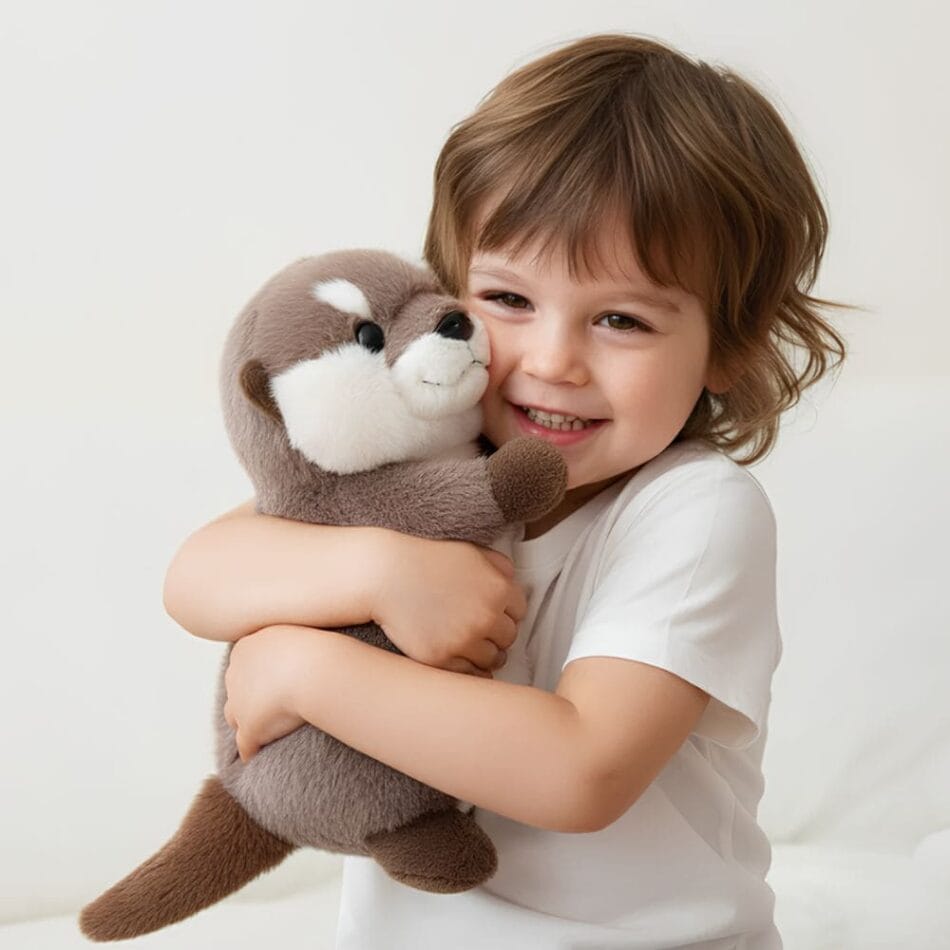 Zachte Staande Otter Knuffel Met Liefdevolle Blik De Knuffel