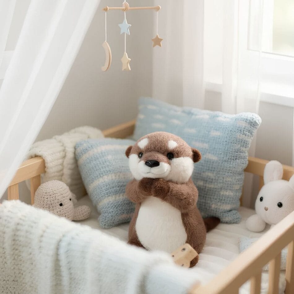 Zachte Staande Otter Knuffel Met Liefdevolle Blik De Knuffel