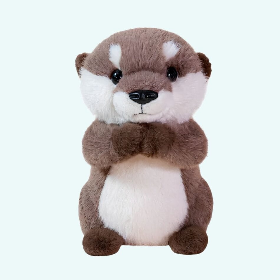 Zachte Staande Otter Knuffel Met Liefdevolle Blik De Knuffel