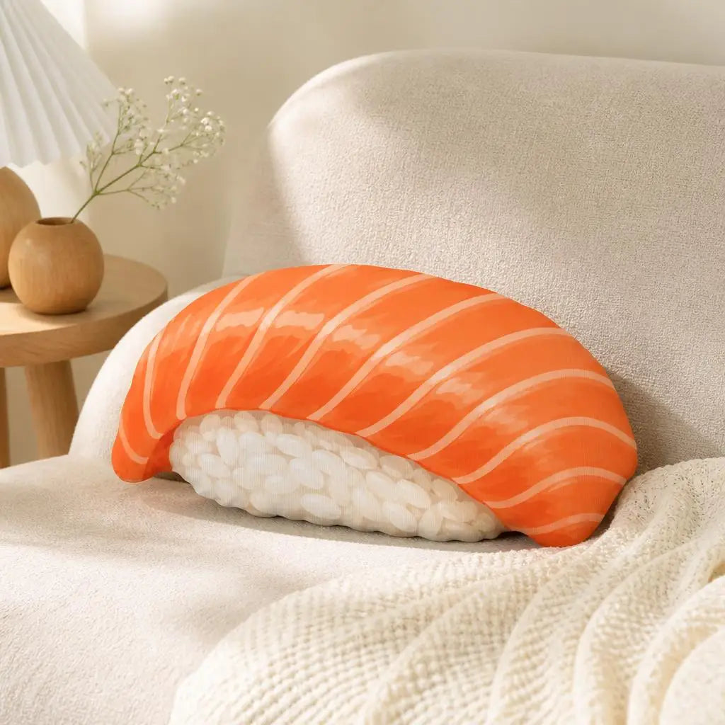 Zalm Sushi Knuffelkussen | Grappig Nigiri Sierkussen De Knuffel
