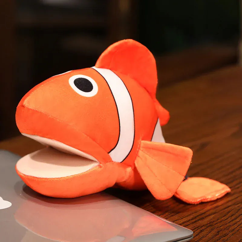 Zeedieren Handpop | Haai, Walvis, Orka, Clownvis en Meer De Knuffel Clownvis 25 cm