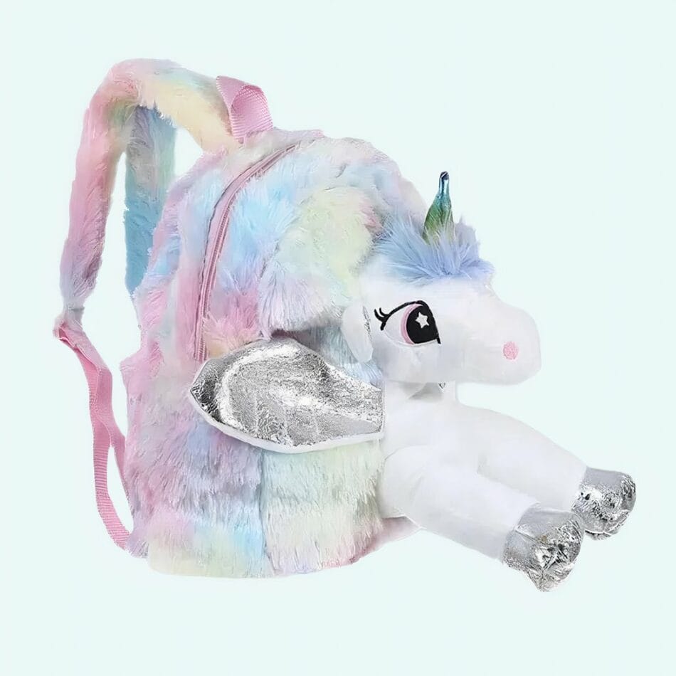 Zilveren Eenhoorn Rugzak Knuffel Met Regenboogkleurige Hoorn De Knuffel
