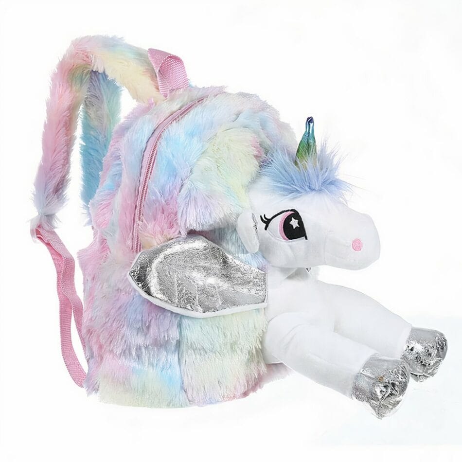 Zilveren Eenhoorn Rugzak Knuffel Met Regenboogkleurige Hoorn De Knuffel
