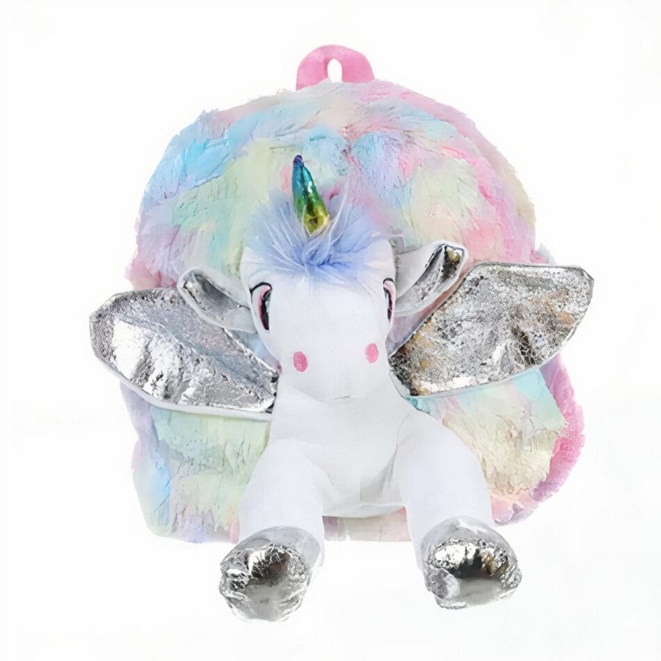Zilveren Eenhoorn Rugzak Knuffel Met Regenboogkleurige Hoorn De Knuffel