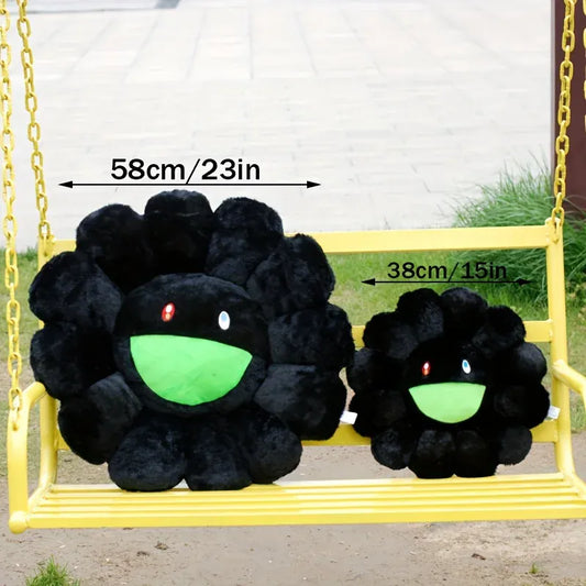 Zonnebloem Kussen Pluche | Lachende Bloem Knuffelkussen De Knuffel