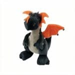 Zwarte Draak Knuffel Met Oranje Vleugels En Rugkam De Knuffel