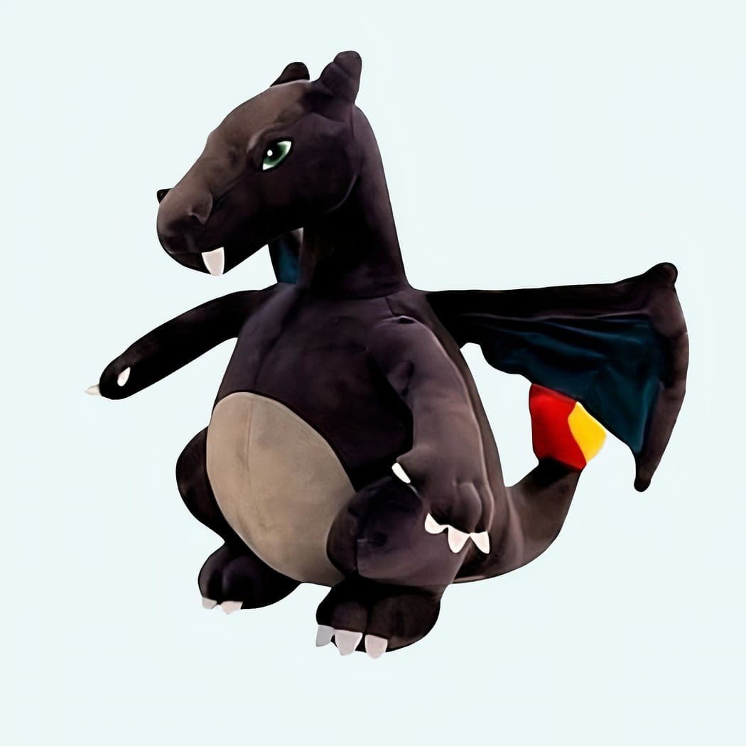 Zwarte Grote Draak Knuffel met Zacht Pluche en Gedetailleerde Schubben De Knuffel 30cm