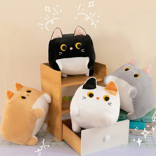 Zwarte Kat Knuffelkussen Vierkant | Kawaii Pluche Kussen De Knuffel