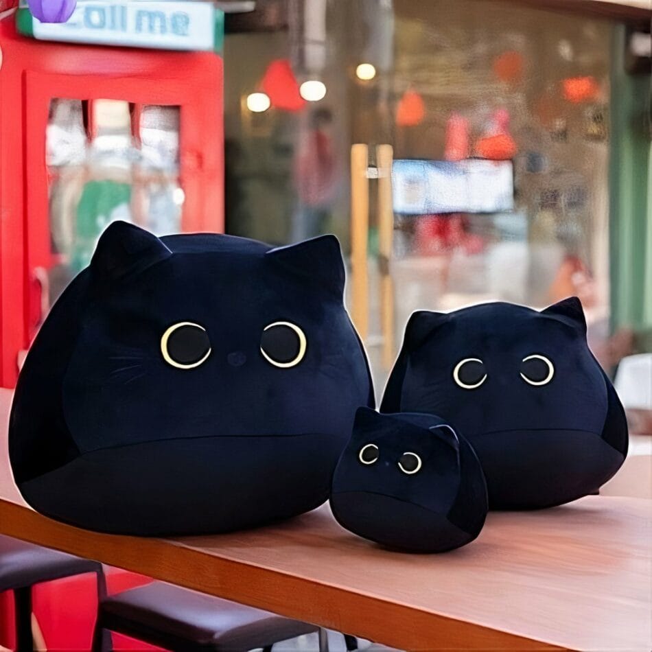 Zwarte Knuffelkat Met Grotes Ogen Beschikbaar In 10 30 En 40 Cm De Knuffel
