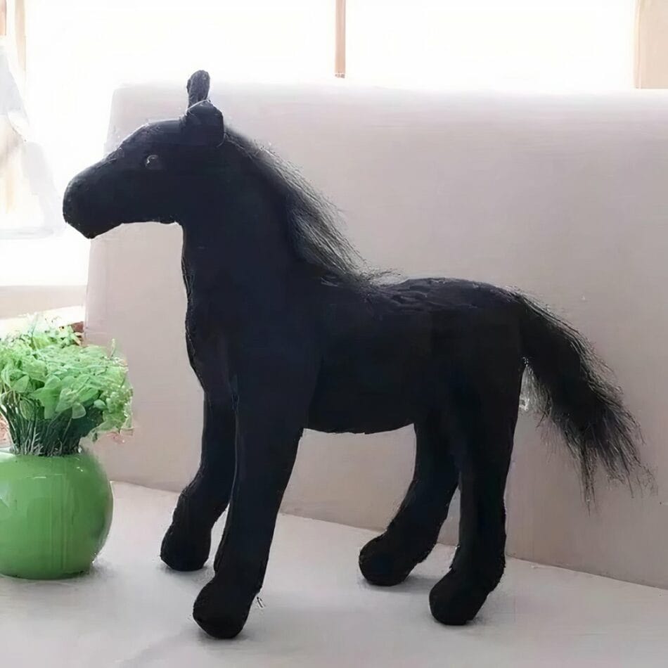 Zwarte Knuffelpaard Schattig Luxe Middelgrote Plucheknuffel De Knuffel